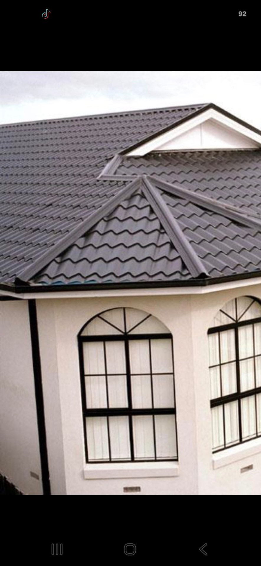 Close-up of a tile effect roof on a block-built home