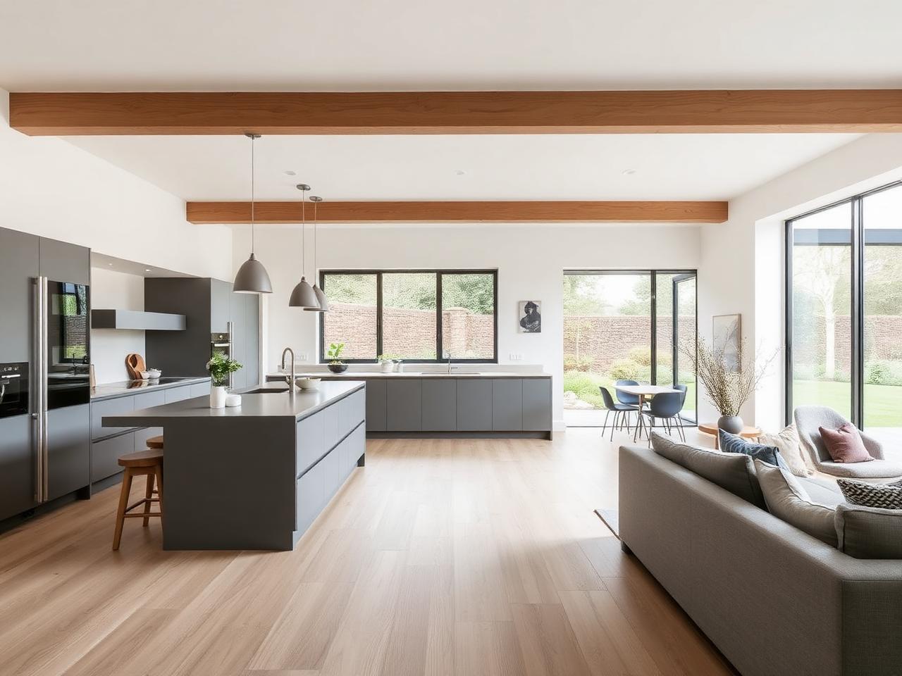Bright open-plan kitchen and living space in a completed Smart Size home